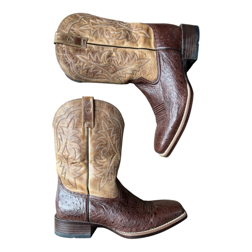 Ariat Men’s Night Life Ultra Ostrich Western Square Toe Boots Antique Tabac, 12 - Picture 4 of 11